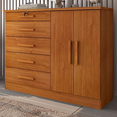 Imagem de Cômoda Firenze 2 Portas 5 Gavetas Cinamomo - Pnr Móveis