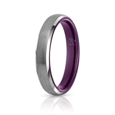 Imagem de EMBR Anel de tungstênio minimalista: aliança de casamento fina de 4 mm com acabamento fosco escovado, bordas chanfradas de alto polimento, joia confortável sem cobalto para homens e mulheres – Anel de