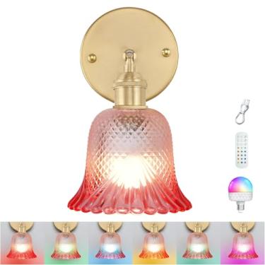 Imagem de GEEZO Arandela de parede vintage operada a bateria, com luz de parede alimentada por bateria recarregável com controle remoto para cabeceira e quarto
