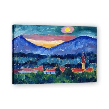 Imagem de NHLDZYH Pôster de arte expressionista. (Aldeia da montanha) de Alexej von Jawlensky. Pinturas a óleo famosas. Decoração de parede de sala de estar ou escritório. Moldura interna de 50 x 70 cm - 19,6 x