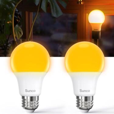 Imagem de Lâmpada LED âmbar Sunco A19, lâmpada LED E26 de 60 watts, luzes para quarto, lâmpadas, sala de estar, 9W = 60W, brilho âmbar 1800K, regulável, 800 LM, base média E26, liga instantânea, sem cintilação