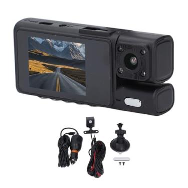 Imagem de 3 canal Dash Cam 2.0in Screen 1080p Visão noturna infravermelha 24 horas Modo de estacionamento Registro de loop de 170 graus Cam de traço de grande angle