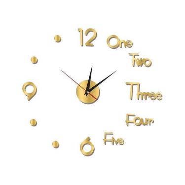 Imagem de Relógio de parede, espelho acrílico, decoração de casa, 50x50cm - J-On