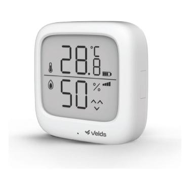 Imagem de Sensor De Temperatura E Umidade Smart Wifi Velds C/ Display Digital E Monitoramento Via App, Branco