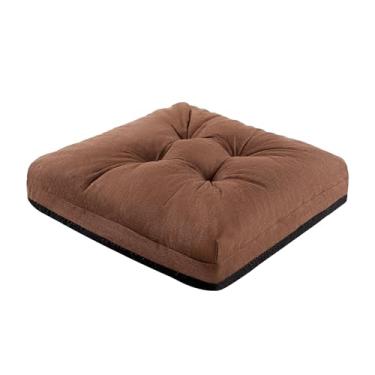 Imagem de LYLNBYWK Almofadas reclináveis, almofada de cadeira com design de camada dupla de 50 x 50 x 12 cm, almofadas de assento macias e espessas para idosos, marrom