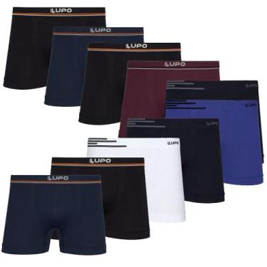 Imagem de Cueca Box Microfibra Lupo Kit Com 10 Sem Costura Original, M, Sortido