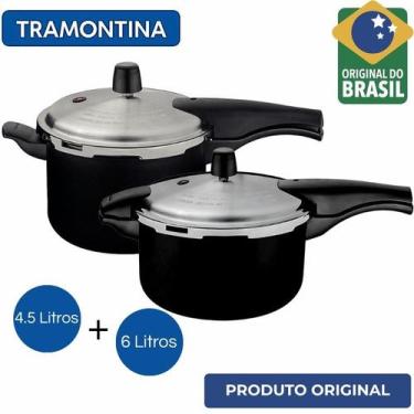 Imagem de KIT 2 panelas de pressão TRAMONTINA 4.5l e 6l ORIGINAL, Preto