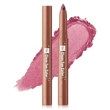 Imagem de Erinde Bastão de sombra creme, bastão metálico para clareador de olhos, palitos de sombra cremosos brilhantes com apontador embutido, lápis delineador de olhos com glitter à prova d'água de longa