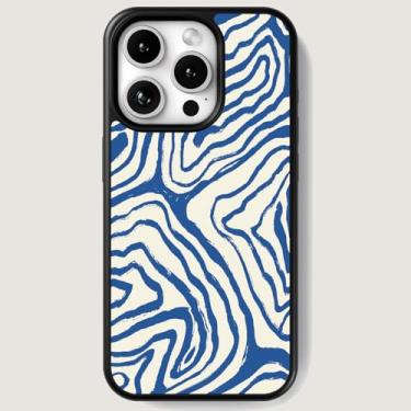 Imagem de Capa de telefone para iPhone 15 Pro Max - bonita, moderna, estética, padrão de designer, proteção rígida - serve para Apple iPhone 15 Pro Max capa para mulheres e homens (mar azul, iPhone 15 Pro Max)
