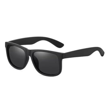 Imagem de DUBERY Óculos de sol polarizados para homens e mulheres, moda quadrada, vintage, óculos de sol esportivos, retro, espelhos, marca de luxo, 1 preto/preto brilhante, One Size