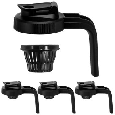 Imagem de XYDHQS 4 peças de tampa de jarra de vidro, tampa de plástico para jarra de água, tampa hermética com filtro removível, capa de vedação reutilizável à prova de vazamento para bebidas