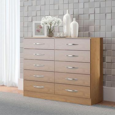 Imagem de Cômoda 10 Gavetas 117x92cm Quarto Casal Mdp Menu Móveis Carvalho