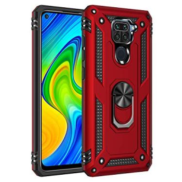 Imagem de SORAKA Capa para Xiaomi Redmi Note 9 com suporte de anel capa protetora Redmi Note 9 capa traseira de policarbonato rígido com placa de metal para suporte magnético de telefone e carro