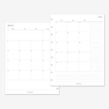 Imagem de Agenda clássica Happy Planner 2026 mês em duas páginas mensais com agenda de anotações para 9 discos 19 x 23 (meses contínuos, início de segunda-feira)