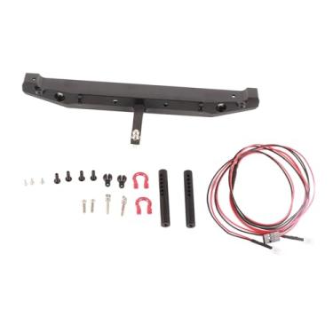 Imagem de Parafuso traseiro de metal com luzes LED para carro de rastreamento axial SCX10 II RC, pára -choque traseiro de 8,1 polegadas com gancho de reboque para 1/10 caminhão de