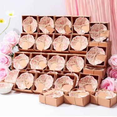 Imagem de SiliFine 48 peças de lembrancinhas de casamento para convidados pequena tigela de cerâmica conjunto de presentes a granel 8,3 cm design floral mini tigela de molho com caixa de cartões para chá de