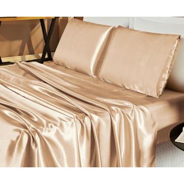 Imagem de Jogo Lençol Casal Super King Cetim Alto Brilho 4 Peças - Bella Layette