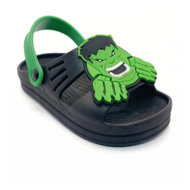 Imagem de Sandália Papete Infantil Huk Personagem Verde Preto Confortável Leve M