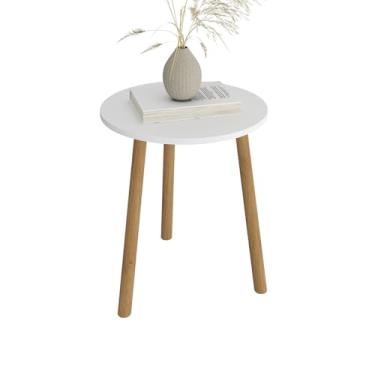 Imagem de Fino Inox - MESA DE CANTO REDONDA APOIO PES PALITO SALA LUXO - Branco