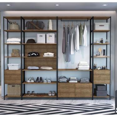 Imagem de Conjunto Closet Modulado em Estilo Industrial com 4 Estantes 2,70m Ste
