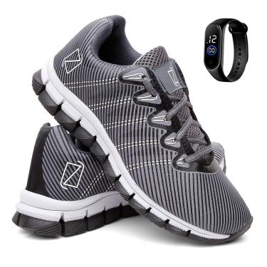 Imagem de Tênis Para Corrida e Academia Masculino Super Leve e Macio e Relógio Digital-Masculino