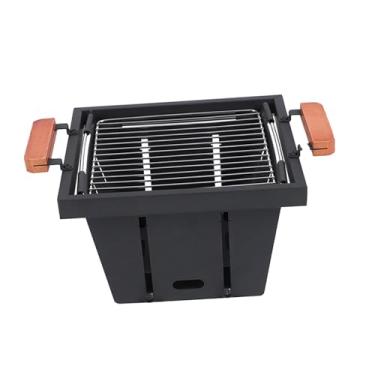 Imagem de IEUDNS Grelha dobrável a carvão, grelha para churrasco, rede para grelhar no quintal e viagens, Preto