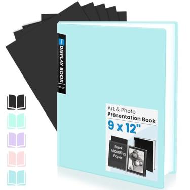 Imagem de Sooez Portfólio de arte 22 x 30 cm, 30 bolsos com 30 papéis pretos, fichário com mangas de plástico, exibição de 60 páginas, livro de apresentação para obras de arte, pastas para escritório e escola