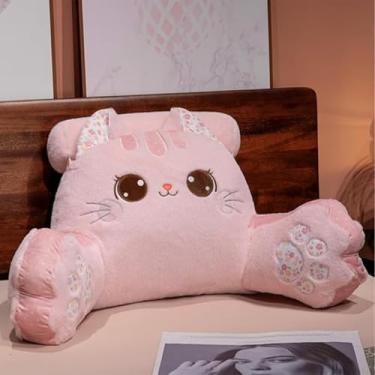 Imagem de Almofada de leitura fofa Kitty Rest para crianças/adolescentes/adultos, almofada de descanso para lombar macia Kawaii, com capa lavável para sentar na cama, relaxar, assistir TV, jogar (rosa, M-69,8 x