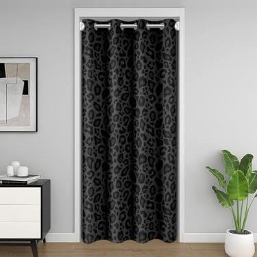 Imagem de Castle Fairy Cortina de porta com estampa de leopardo 1 painel 132 cm L x 213 cm C Cortina de porta de guepardo africano para decoração de quarto de pele de animal selvagem para todas as estações
