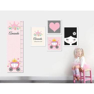 Imagem de Régua de Crescimento Princesa Adesivo Decorativo para Quarto Infantil 