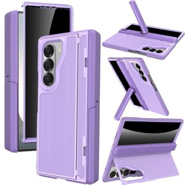 Imagem de YQODSZ Capa para Samsung Galaxy Z Fold 6 com protetor de tela de privacidade, capa anti-espião Fold6 com suporte invisível, proteção de dobradiça, carregamento sem fio, à prova de choque, capa para Z