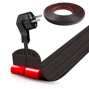 Imagem de Capa de cabo de piso autoadesiva, gerenciamento de cabos de 3 m, protetor de extensão para fios, evita viagens de cabos para escritórios, academias, exposições. Cavidade: 0,8 cm (L) x 0,7 cm (A