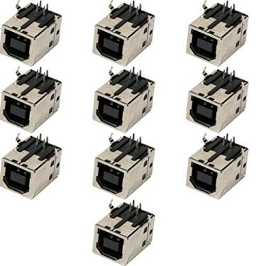 Imagem de risingsaplings 10 peças USB 2.0 padrão tipo B fêmea conector conector porta 90 graus ângulo reto para substituição adaptador preto