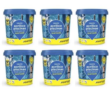 Imagem de Kit C/6 Rejunte Acrílico P/Piscina Quartzolit Azul Celeste