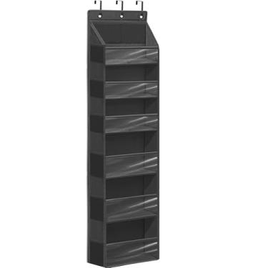 Imagem de STORAGEIDEAS Organizador de porta com 6 bolsos extra grandes e 12 bolsos laterais, organizador de armazenamento suspenso de grande capacidade com janela transparente para sapatos, fraldas, preto, 6
