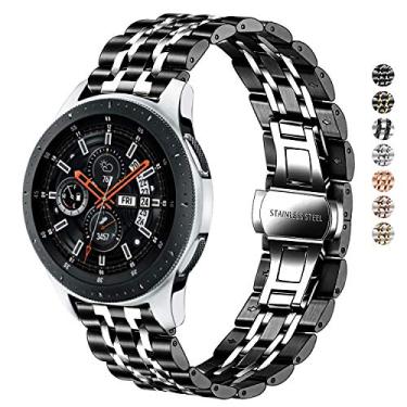 Imagem de DEALELE Pulseira compatível com Samsung Gear S3/Galaxy Watch 46 mm/Galaxy Watch 3 de 45 mm, pulseira de substituição de aço inoxidável com 7 fileiras de 22 mm para Huawei Watch 3/3 Pro/GT3 de 46 mm