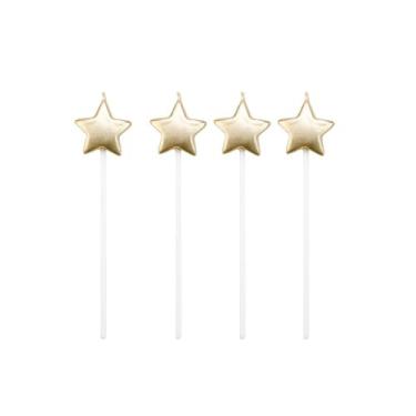 Imagem de Vela de Aniversário Estrelas Dourada Silver Festa 4 unidades