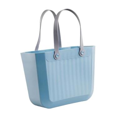 Imagem de Fenteer Sacola de compras para ao ar livre, cesta de chuveiro multifuncional para banheiro, bolsa de viagem para produtos de limpeza, brinquedos e, Azul