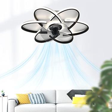 Imagem de Luzes de ventilador, ventiladores com luzes de teto silenciosas, ventilador de 3 velocidades com controle remoto e aplicativo, luzes ceilifan com temporizador para quarto, sala de jantar, ventilador