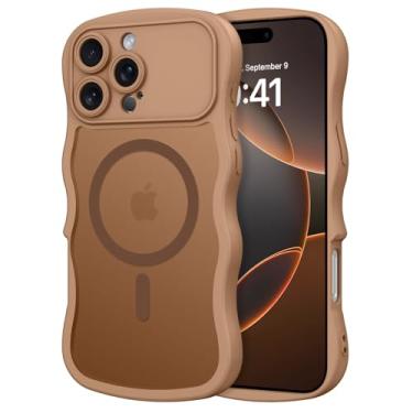 Imagem de VENINGO Capa magnética para iPhone 16 Pro Max compatível com MagSafe, Matte Wave com proteção total da câmera, capa de telefone Desert