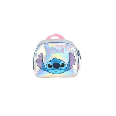 Imagem de Lancheira Stitch Holográfica Metalizada Meninas Escolar Kids, Prata