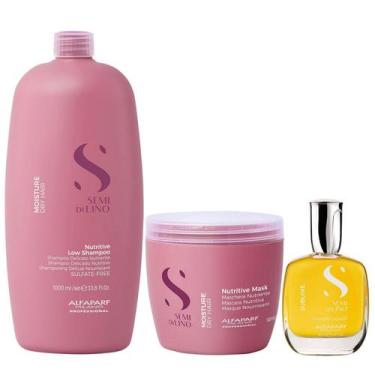 Imagem de Kit Alfaparf Semi Di Lino Moisture - Shampoo 1L + Máscara 500ml + Cris