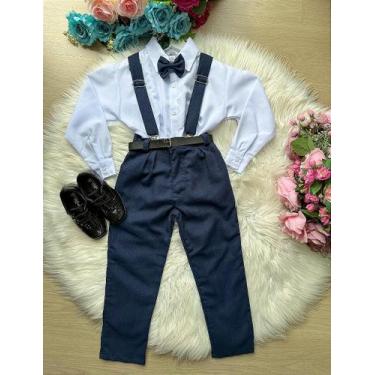 Imagem de Conjunto Meninos Miss Cherry Leo Suspensório Azul Petróleo - Elegante 