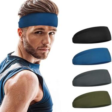 Imagem de Bandanas de corrida para homens, faixas de suor esportivas, masculinas, para treino, fitness, adequadas para academia, ioga, pacote com 4