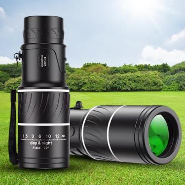 Imagem de Mini telescópio monocular de alta potência para adultos, monóculos compactos prisma BAK4 para adultos, mira monocular HD 16X52 para presentes, pássaro para atividades ao ar livre, preto