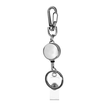 Imagem de Cordão de identificação extensível porta-crachá de identificação no peito carretel retrátil ouro rosa chaveiro enfermeira (cinza)