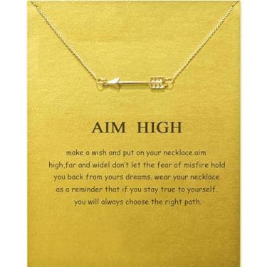 Imagem de Colar com pingente de bússola para mulheres, amizade, ferradura, boa sorte, elefante com pingente de corrente com cartão de presente, Medium, Liga de aço, Sem Pedra Preciosa