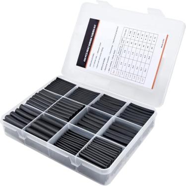 Imagem de Kit de tubos termorretráteis de 400 peças - Envoltório de fio forrado com adesivo de proporção 3: 1, 7 tamanhos sortidos de cabo de isolamento elétrico, tubo impermeável industrial termorretrátil