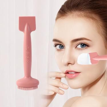 Imagem de Pincel de máscara facial de silicone, pincel aplicador de filme de lama para ferramentas aplicadoras faciais, rosa