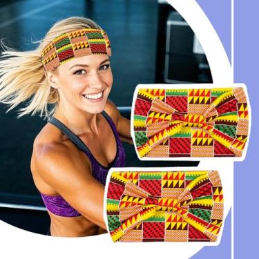 Imagem de Bandanas elásticas macias, faixas de cabelo largas antiderrapantes, envoltórios de cabeça para ioga, corrida, esportes para mulheres
